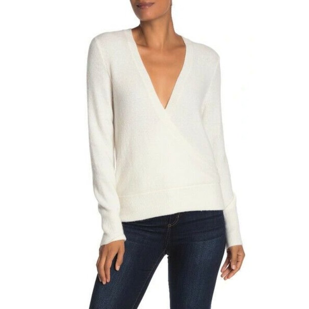 Madewell faux wrap pullover sweater antique cream size L